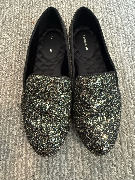 Birdies Shoes - Birdies Starling Black Glitter Loafers Flats Women’s Size 7 Quilted Comfort